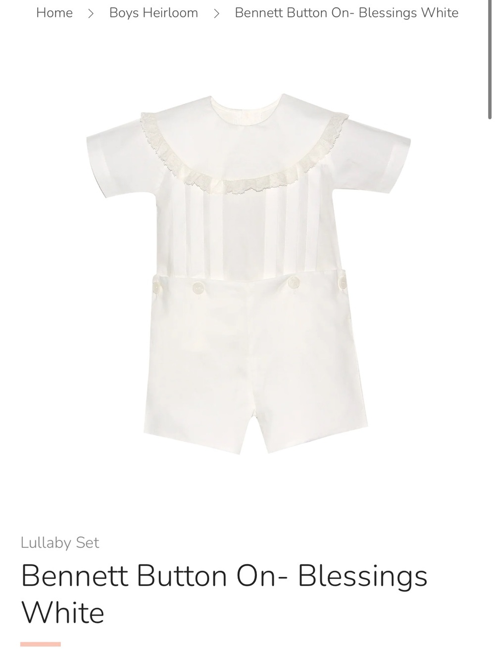 Lullaby Set White Baby One-Piece Romper